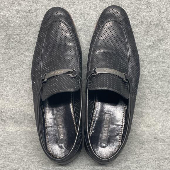 Baldinini Men 10 Loafers Black Perforated Leather Laser Cut Italy Luxury Slip-on main image 13